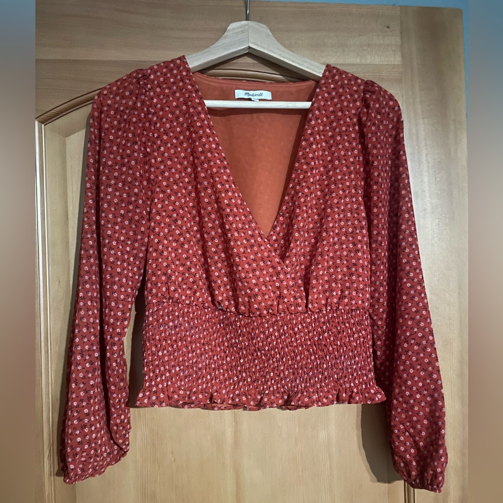 Madewell Julianne smocked waist top (hole in seam)